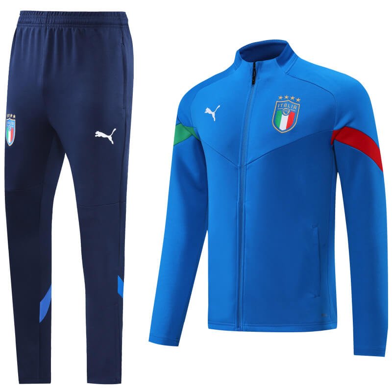 Italy 22-23 Bright Blue Men Jacket Tracksuit Slim Fit