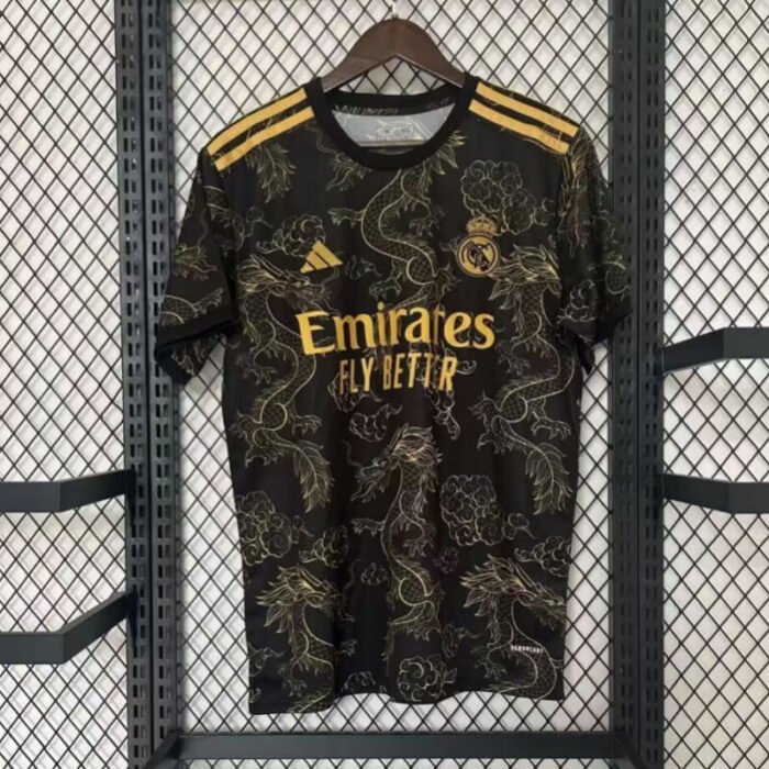 Real Madrid 2023 Black-golden Dragon Men Soccer Jersey