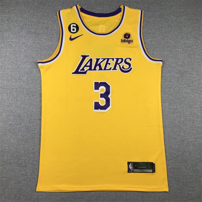Anthony Davis Los Angeles Lakers Round Collar Yellow Jersey