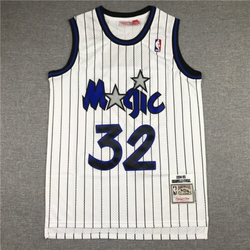 Shaquille O’Neal Orlando Magic Retro White-stripes Jersey