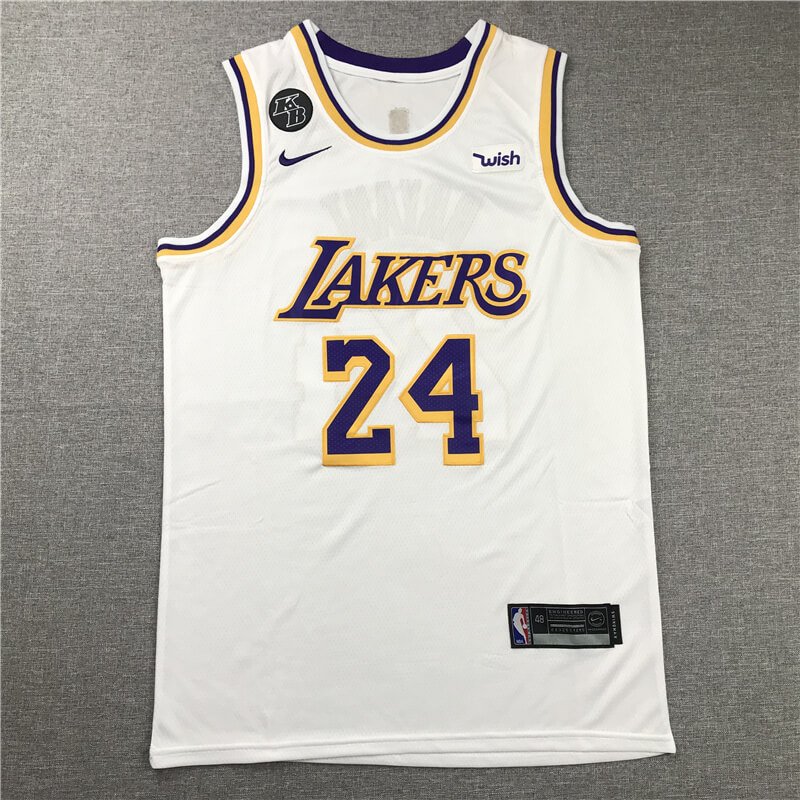 Kobe Bryant #24 Los Angeles Lakers Round Collar(KB) White Jersey