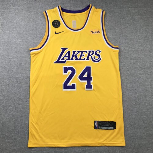 Kobe Bryant #24 Los Angeles Lakers Round Collar(KB) Yellow Jersey