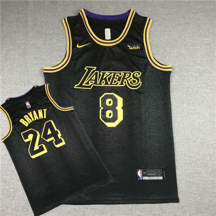 Kobe Bryant(Front 8 back 24) Los Angeles Lakers Black Jersey