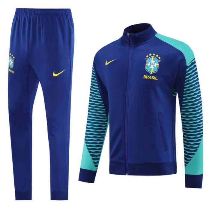 Brazil 23-24 Blue Men Jacket Tracksuit Slim Fit
