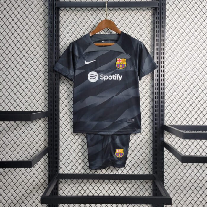 Barcelona 23-24 black goalkeeper kids kit