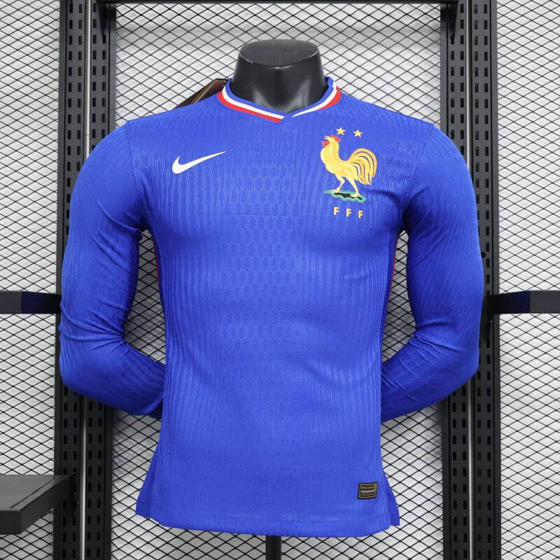 France 2024 Home Long Sleeve Men Authentic Jersey